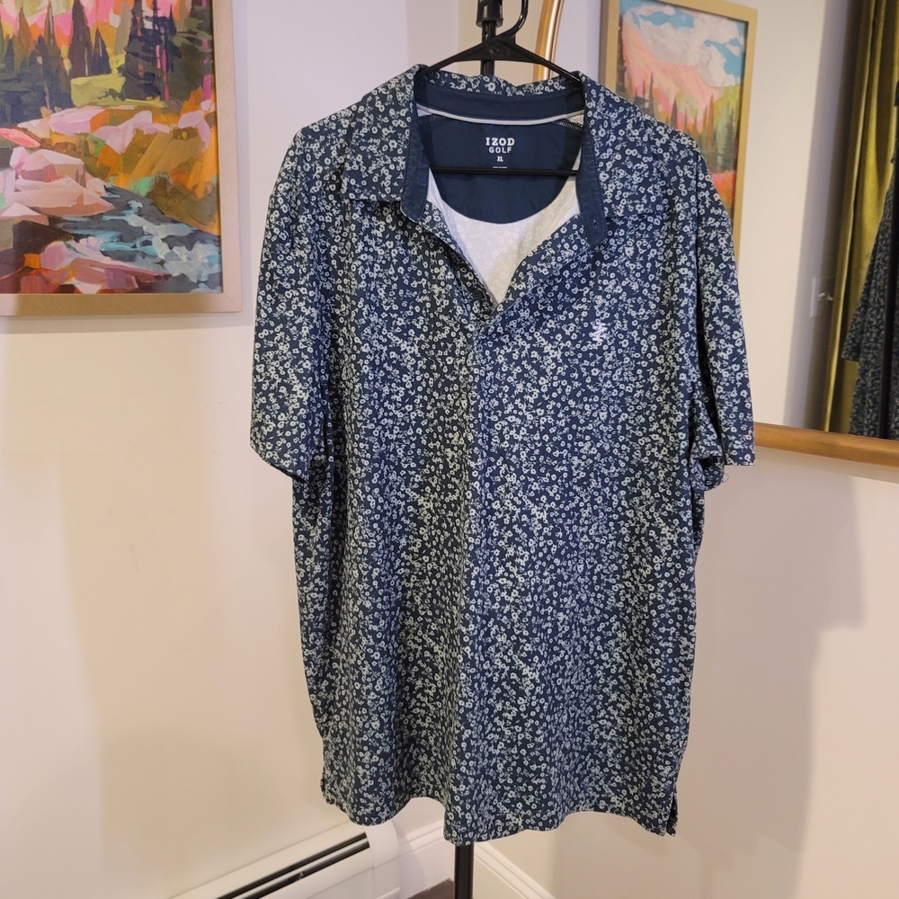 IZOD Golf Shirt Navy Blue Men's XL
